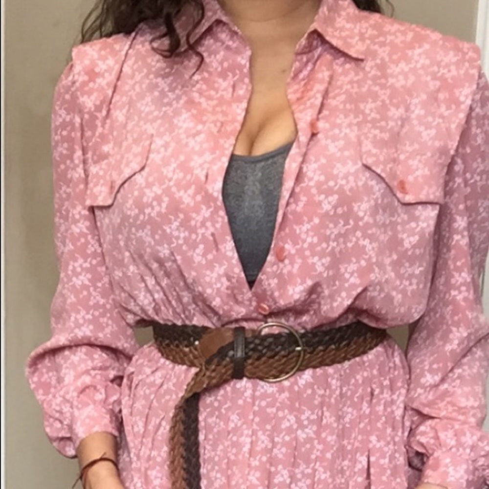 Vintage Leslie Faye with matching pink belt.